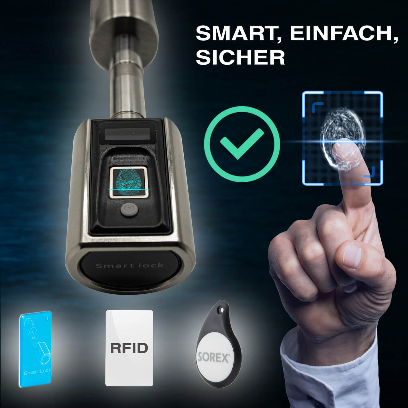 FLEX Fingerprint Schließzylinder & RFID Zylinder Türschloss Fingerabdruck digital elektronisch 3 thumbnail